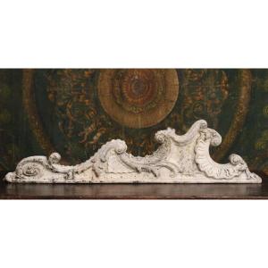 Important Architectural Element In Rocaille Marble, 18th C.