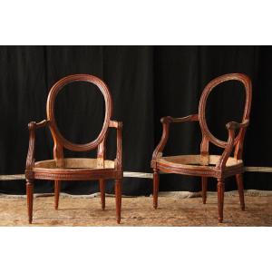 Pair Of Cabriolets Armchairs Louis XVI Stamped Georges Jacob