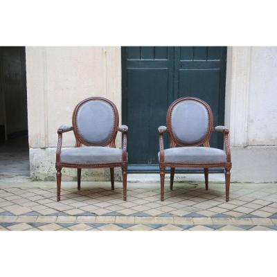 Paire de fauteuils d'époque Louis XVI.