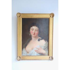 French School From The Beginning Of The 19th Century, Woman Draped With Her Hand On The Chest.