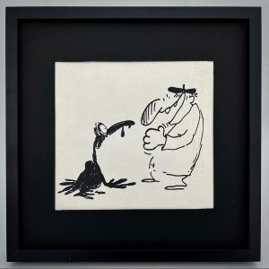 Reiser, Original Felt-tip Press Drawing, 1970s Oil Spill - Ecology