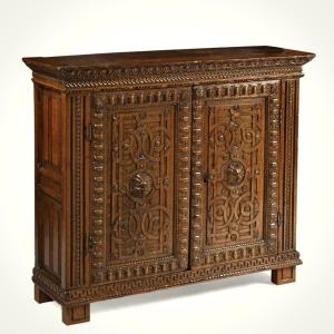 16th Century Oak Sideboard With Richly Carved Decoration Renaissance Haute époque 16th