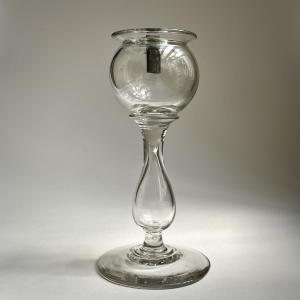 Oil Lamp Or Nightlight In Blown Glass, 19th Century, Folk Art, 19th Century