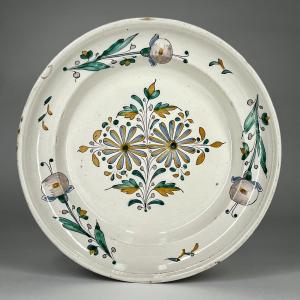 Large Round Earthenware Dish, Austria, First Half Of The 19th Century