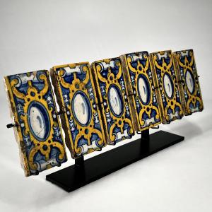 Six Talavera Faience Tiles, 16th-17th Century, High Period, Spain, 16th-17th Century