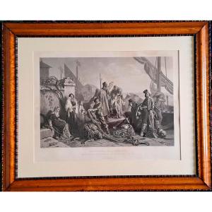 Engraving By Louis-adolphe Gautier "the Fishermen Of The Adriatic" After Léopold Robert