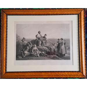 Engraving "the Neapolitan Improviser" After Léopold Robert, Engraved By Gautier