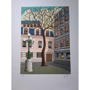 Place Furstenberg - Lithograph By Jules Lefranc