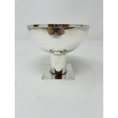 Modernist Bowl By Jean Despres, Circa 1930, Silvered Metal