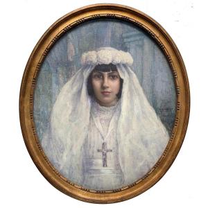 Henri Guinier (1867-1927) - The Communicant - Oil On Canvas
