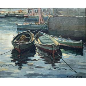 Josep Carretero Gomis (1905-1996) - Marine, Barcelona - Oil On Canvas