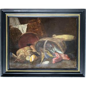 18th Century French School - Still Life With Fishes - Oil On Canvas