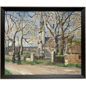 Charles Viaud (1920-1975) - Sainte-anne Chapel, Fouesnant, Brittany - Oil On Canvas