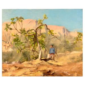 Under The Fig Tree Oil On Canvas Many Benner