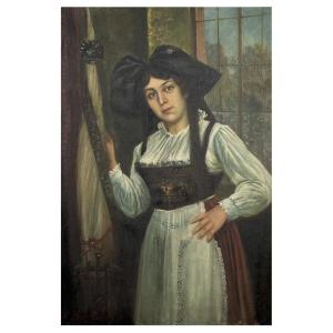 Portrait Of An Alsatian Woman By François-xavier Krugler
