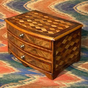 Marquetry Commode With A Curved Front, 18th Century, Alsace