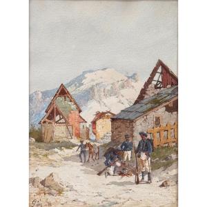 Alpine Hunters' Halt, Ecrins Massif, Dated 1895
