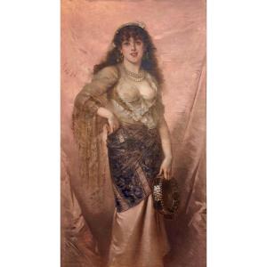 Voillemot Dancer With A Tambourine, Esmeralda,  Important Oil On Canvas Signed Ac. Voillemot 