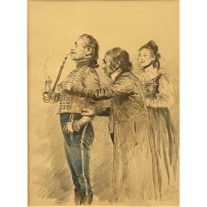 Edouard Explains: Hussar With A Pipe And Alsatian Woman 