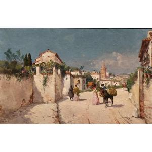 Lively Suburb In Seville - View Of The Giralda 