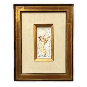 Young Girl With Lily And Reed Art Nouveau Porcelain Cookie