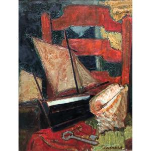 Still Life With Boat And Seashell By Nicolas Carréga 