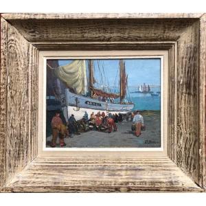 Unloading The Fish By Gaston Pottier, Douarnenez 