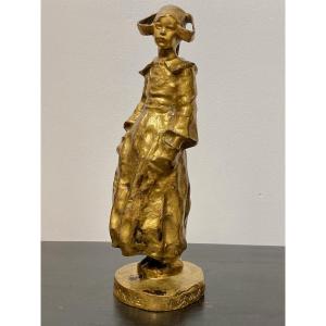 Yvonne , Bronze With Golden Patina By Ruth Milles