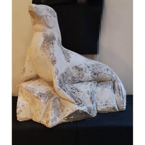 Art Deco 1930, Plaster Sculpture, Cubist Sea Lion