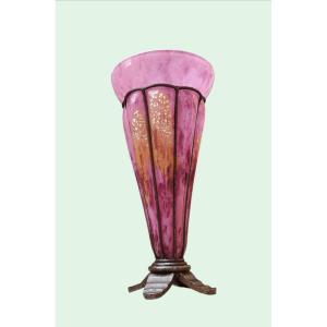Delatte Nancy, Art Deco, Vase Blown In Wrought Iron