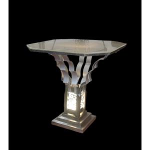 Wrought-iron Art Deco Illuminated Pedestal Table 1931