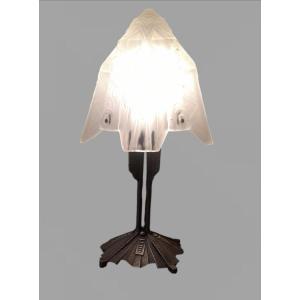 Wrought Iron Art Deco Table Lamp By Muller Frères