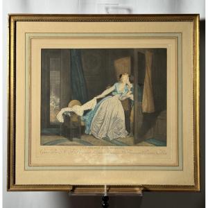 Engraving After Fragonard - "the Stolen Kiss" - 18th Century