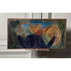 René Brô - The Man With The Hat - Oil On Canvas Circa 1950