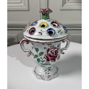 18th Century Eastern French Faience Flower Holder, Probably Niderviller