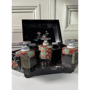 Japanese Tea Casket In Ebonized Wood With Inlaid Decoration – Meiji Period