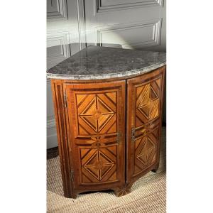 18th Century Marquetry Corner Cabinet, Louis XVI Style
