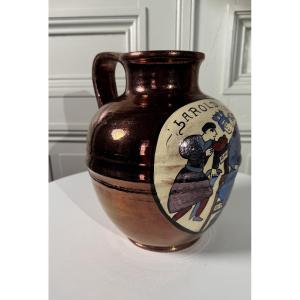 Glazed Earthenware Jug - Poterie De Bavent - Bayeux Tapestry Decor
