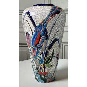 Longwy Vase, Amanda Umberto Model, 1988, White Glaze