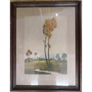 Etching By Jean-jacques Waltz Said Hansi (1873-1951) The Two Trees