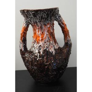 Vallauris - Ceramic Vase With Two Handles -