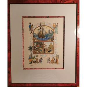 Lithograph "voyage De La Pérouse" By H. Da Ros