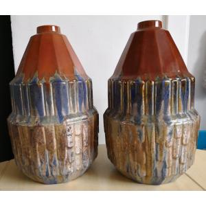 Pair Of Art Deco Ceramic Vases - Lille Fives