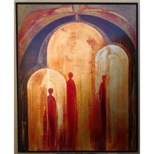 Aléos (1950) - Oil On Canvas - Entitled "the Three Doors"