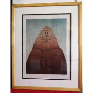 Alain Le Foll 1934-1981 Lithograph Albi "saint Cécile Cathedral"
