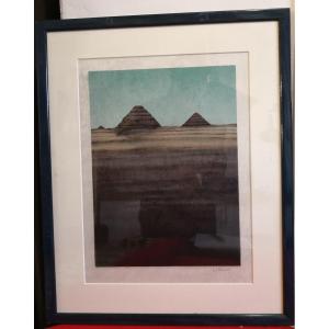 Alain Le Foll 1934-1981 Lithograph Egypt "pyramid Of Kéops"