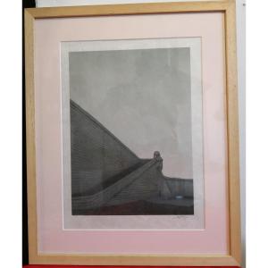 Alain Le Foll 1934-1981 Lithograph "fortifications" Dated 1978