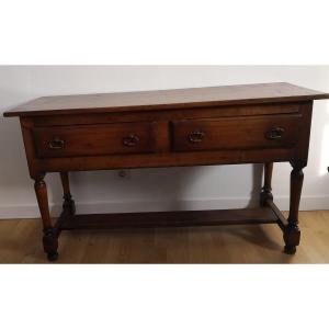 Very Beautiful "montigny" Solid Cherry Console Signed By The Cabinetmaker