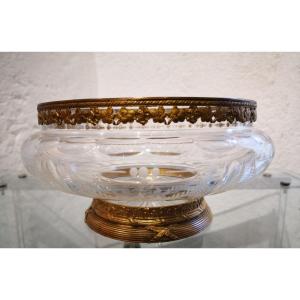 Round Cut Crystal Bowl With Gilt Bronze Mount - Early 20th Century