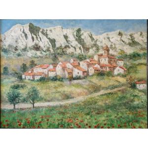 Village In Provence At The Foot Of The Alpilles - Oil On Canvas Signed Gluzac (1952-2023) Ref A27